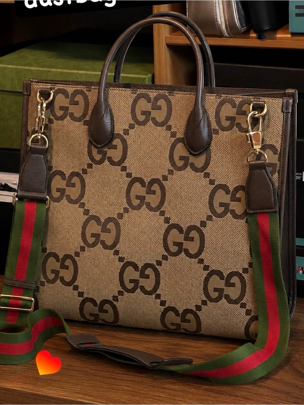 Gucci Monogram Jumbo GG Canvas Tote Bag,